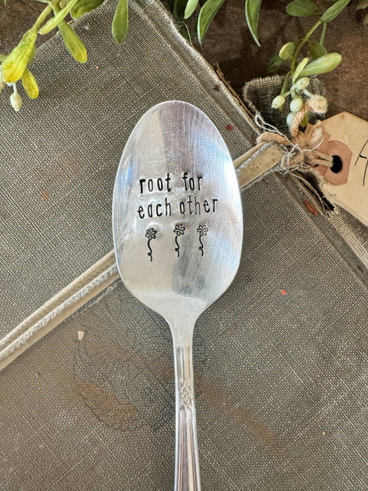 Root For Each Other Vintage Stamped Spoon