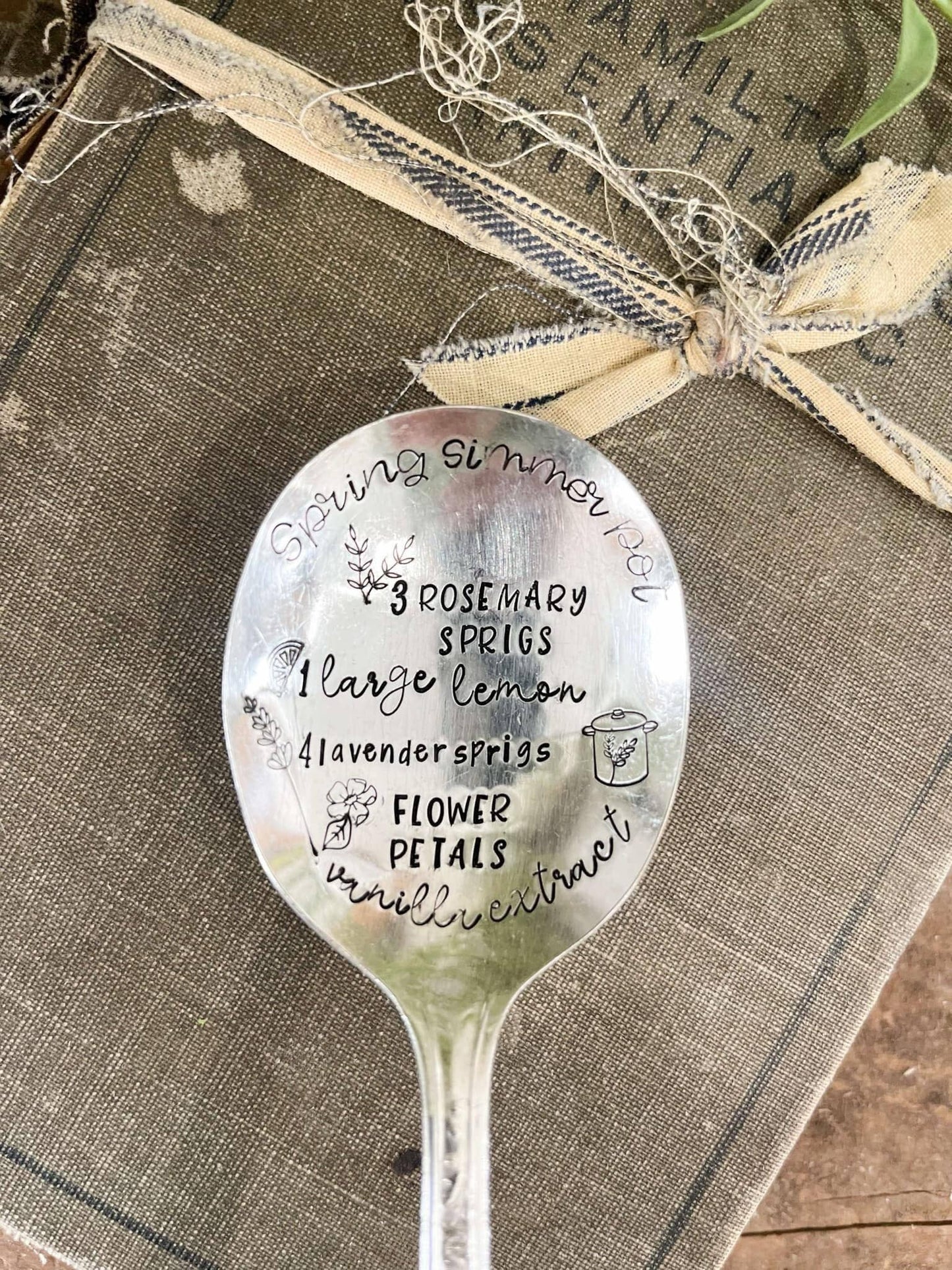 Spring Simmer Pot Vintage Stamped Spoon