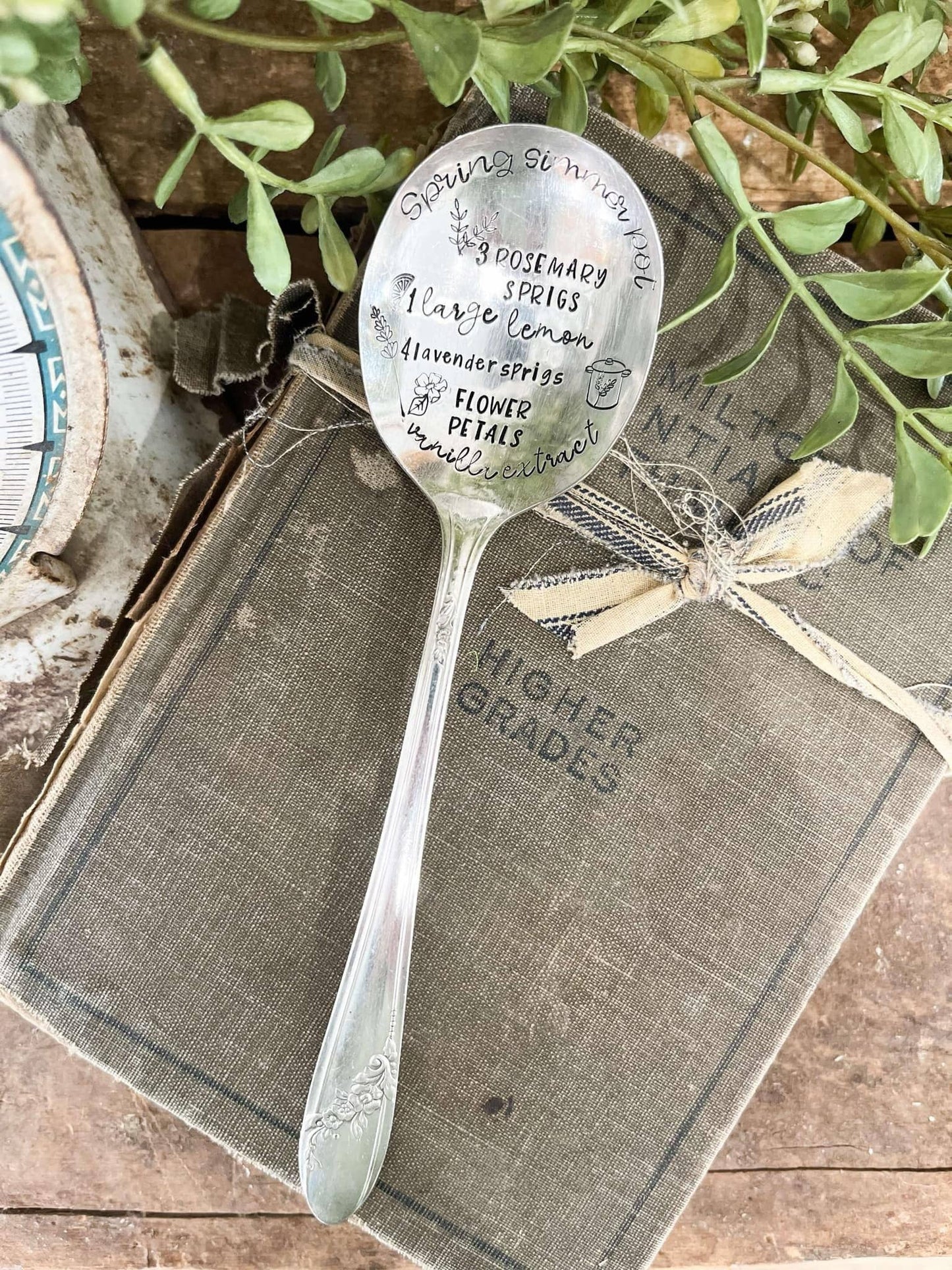 Spring Simmer Pot Vintage Stamped Spoon