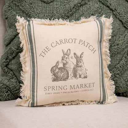 The Carrot Patch Slate Feed Sack Stripe Pillow - 10"
