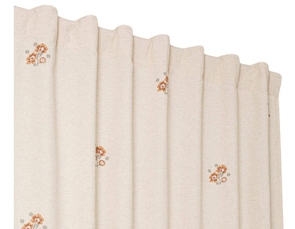 50x108" Flower Print Linen Room Darkening Curtain - 1 Piece