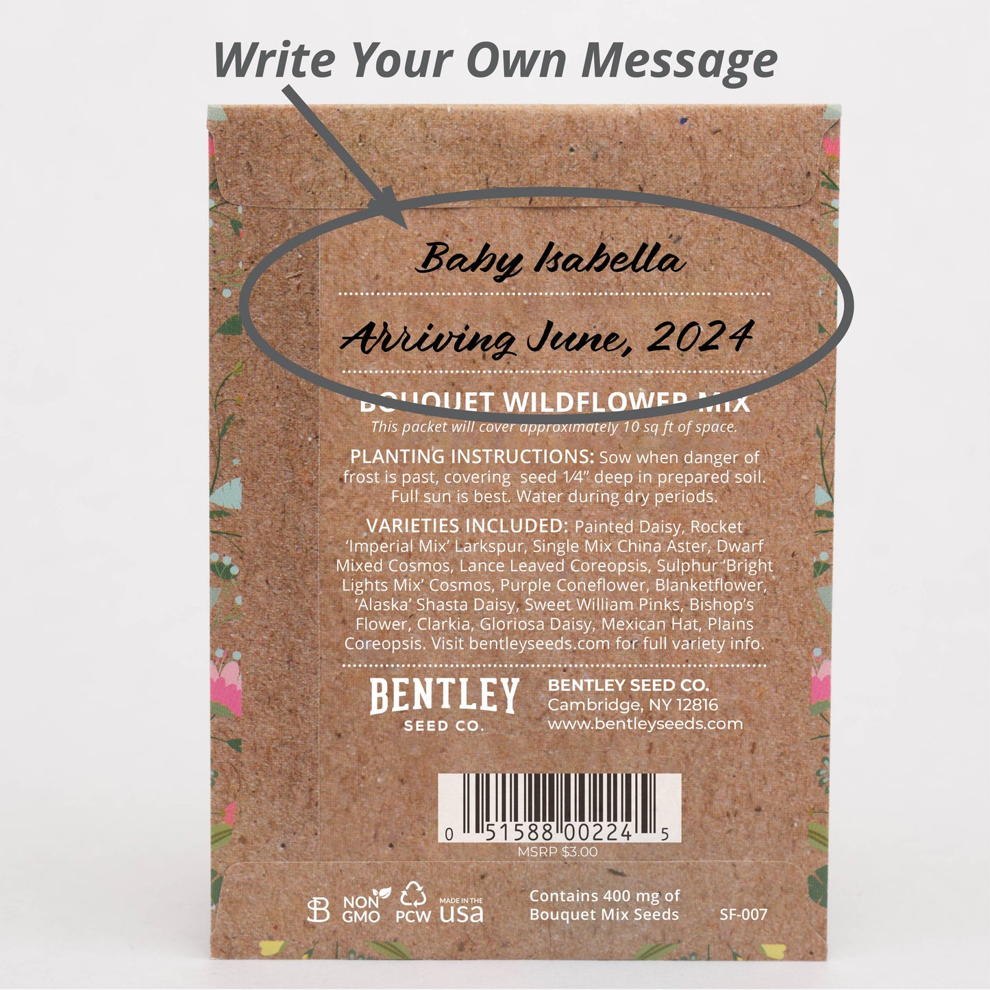Oh Baby Baby Shower Brown - Bouquet Wildflower Seed Packets