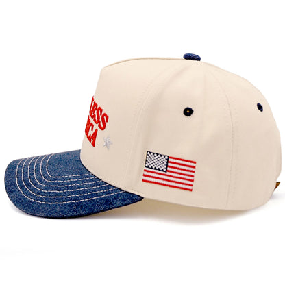 GOD BLESS AMERICA Letter Two Tone Trucker Cap