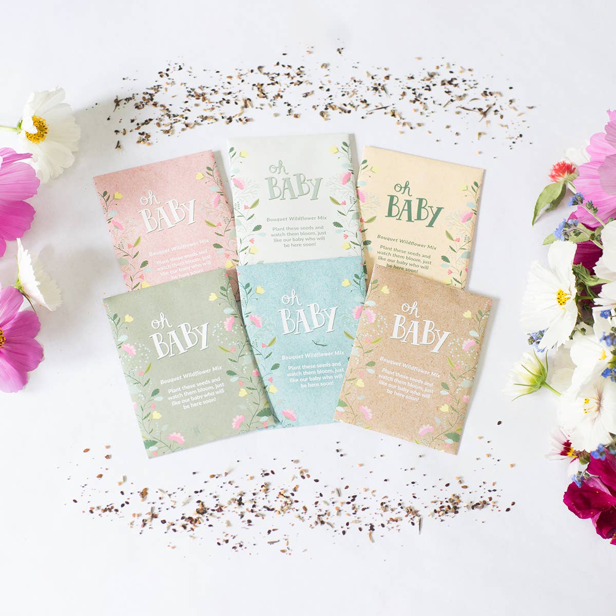Oh Baby Baby Shower Brown - Bouquet Wildflower Seed Packets