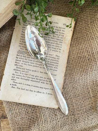 Floral Stem Vintage Hand Stamped Spoon