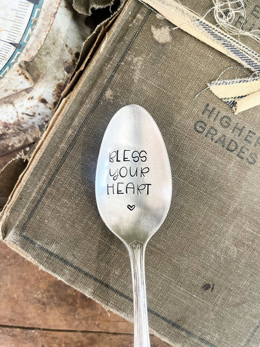 Bless Your Heart Stamped Vintage Spoon
