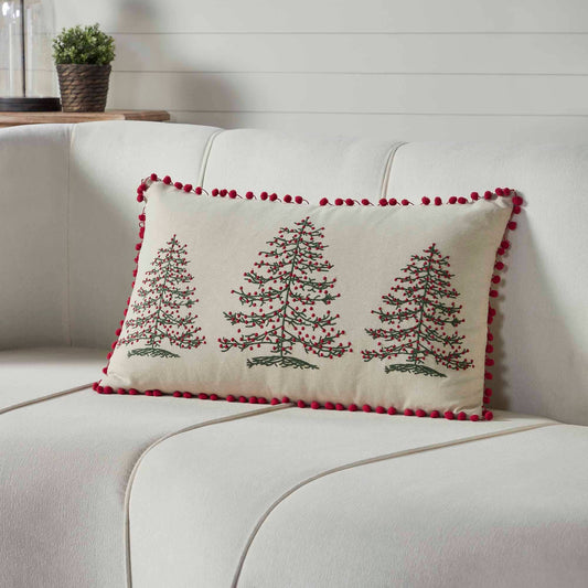 Timeless Ticking Red Tree Pillow 26Lx16W