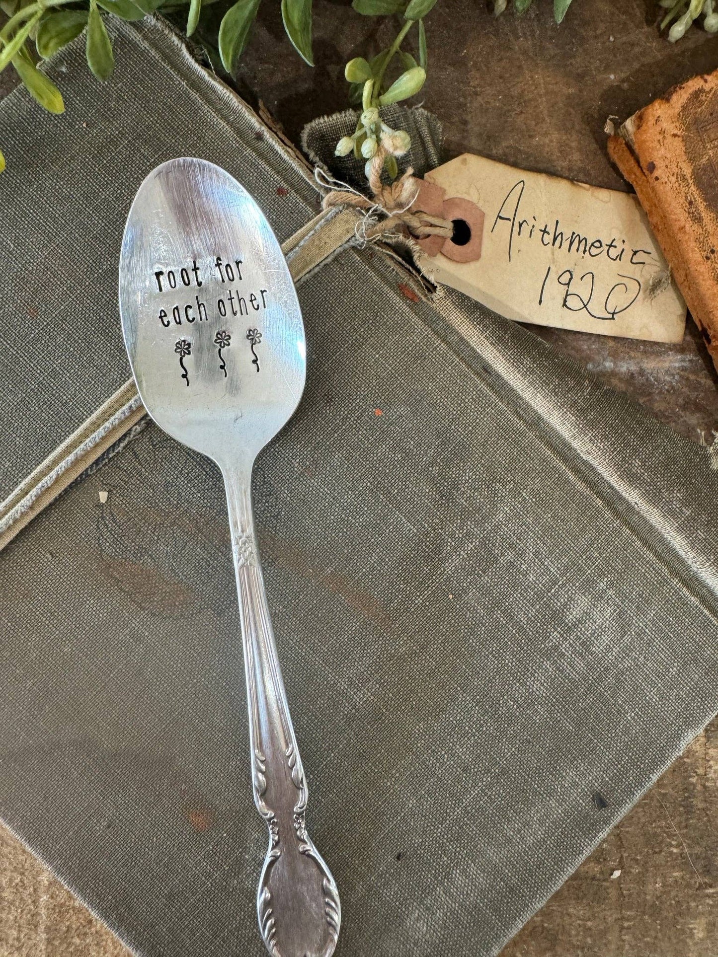 Root For Each Other Vintage Stamped Spoon