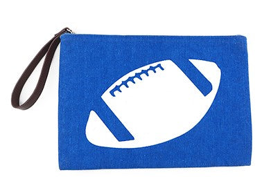 Blue Football Print Zipper Bag