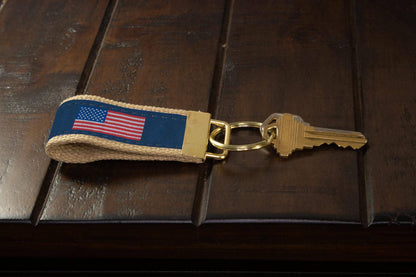 American Flag Woven Ribbon Key Fob