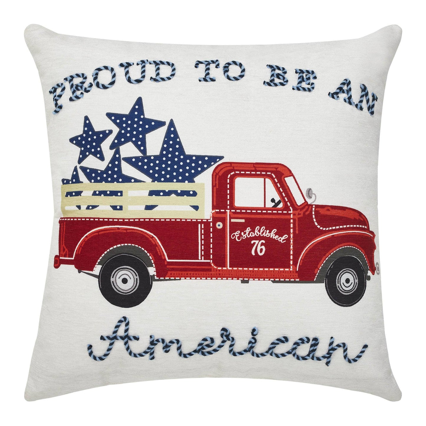 Patriotic Red Truck Throw Pillow 18x18