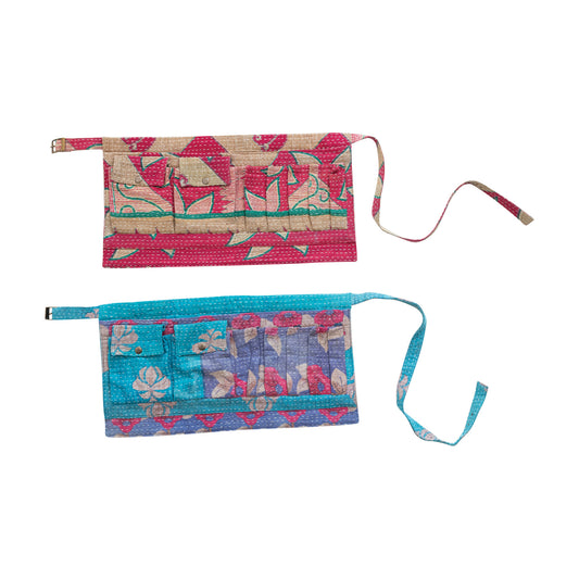 Vintage Kantha Fabric Half Apron w/ Canvas Back & 6 Pockets (Each One Will Vary)