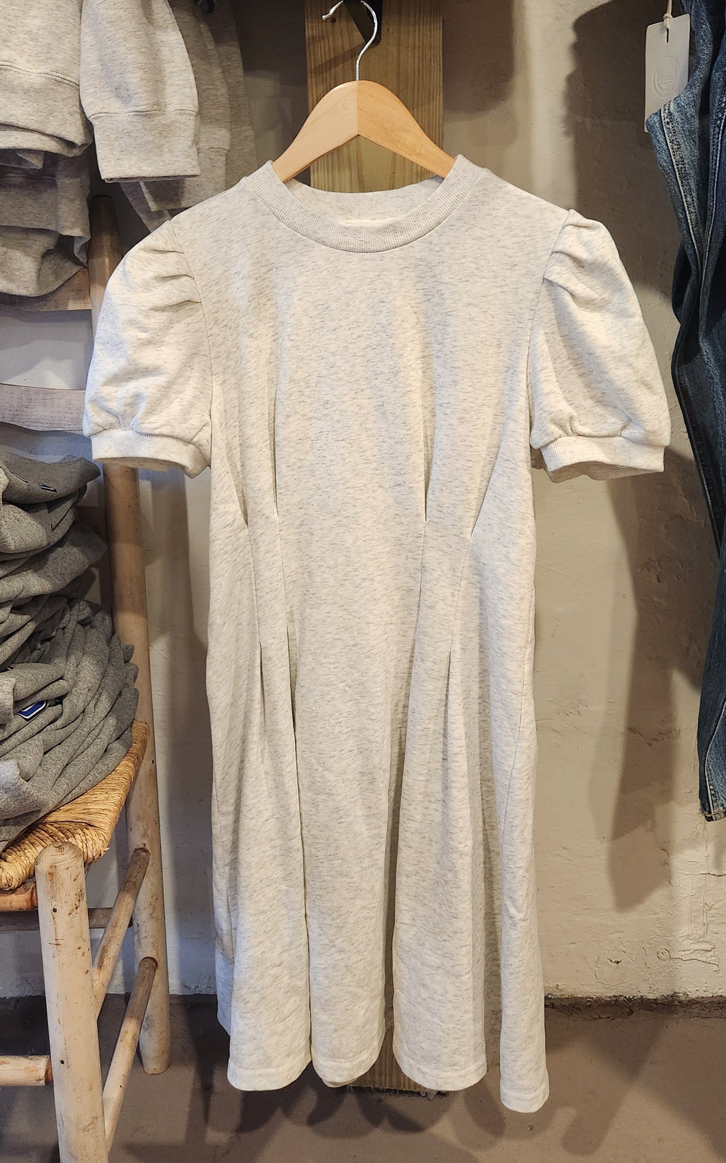 Grey Cotton Cinch Waist Dress