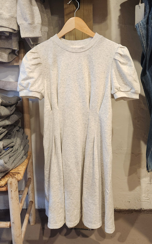 Grey Cotton Cinch Waist Dress
