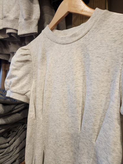 Grey Cotton Cinch Waist Dress