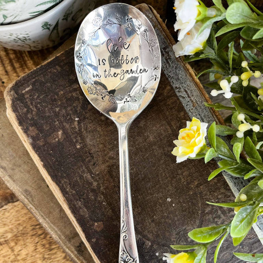 Life Is Better In The Garden Vintage Stamped spoon