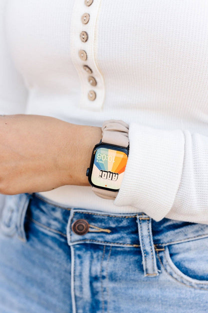 Light Tan Athletic Scrunchie Band Compatible with Apple Watch