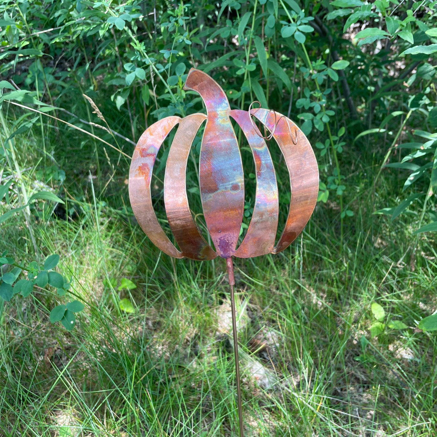Natural Copper Pumpkin Garden Stake- CUT OUT