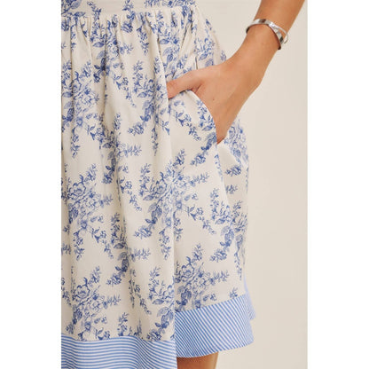 SUNSHINE FILLED DAYS TOILE BABYDOLL SMOCKED BACK MINI DRESS