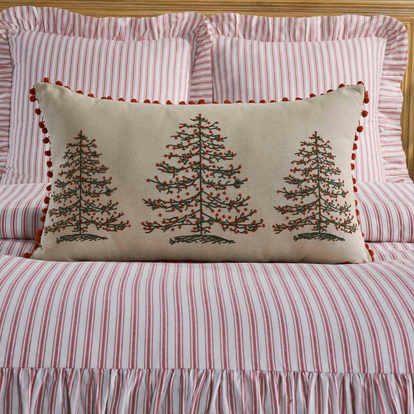 Timeless Ticking Red Tree Pillow 26Lx16W