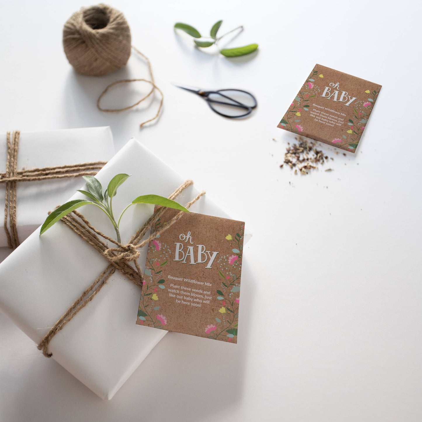 Oh Baby Baby Shower Brown - Bouquet Wildflower Seed Packets