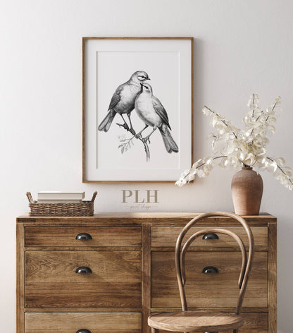 Spring Bird Sketch Premium Quality Art Print 8x10