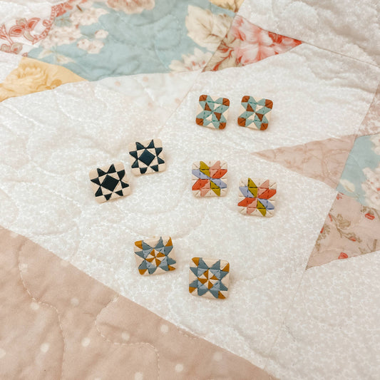 Quilt Block Stud Earrings