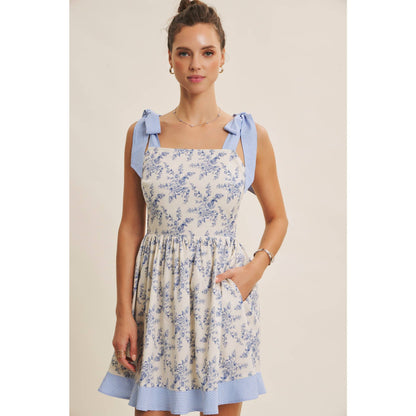 SUNSHINE FILLED DAYS TOILE BABYDOLL SMOCKED BACK MINI DRESS