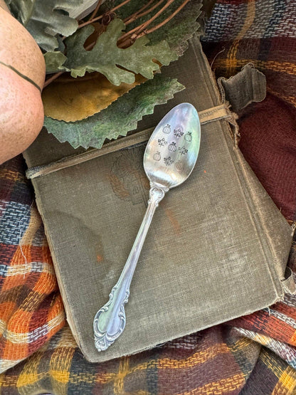 Pumpkins and Leaves Vintage Stamped Spoon