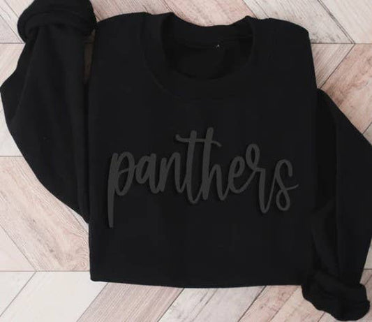 Panthers Black On Black Puff Ink Graphic Tee