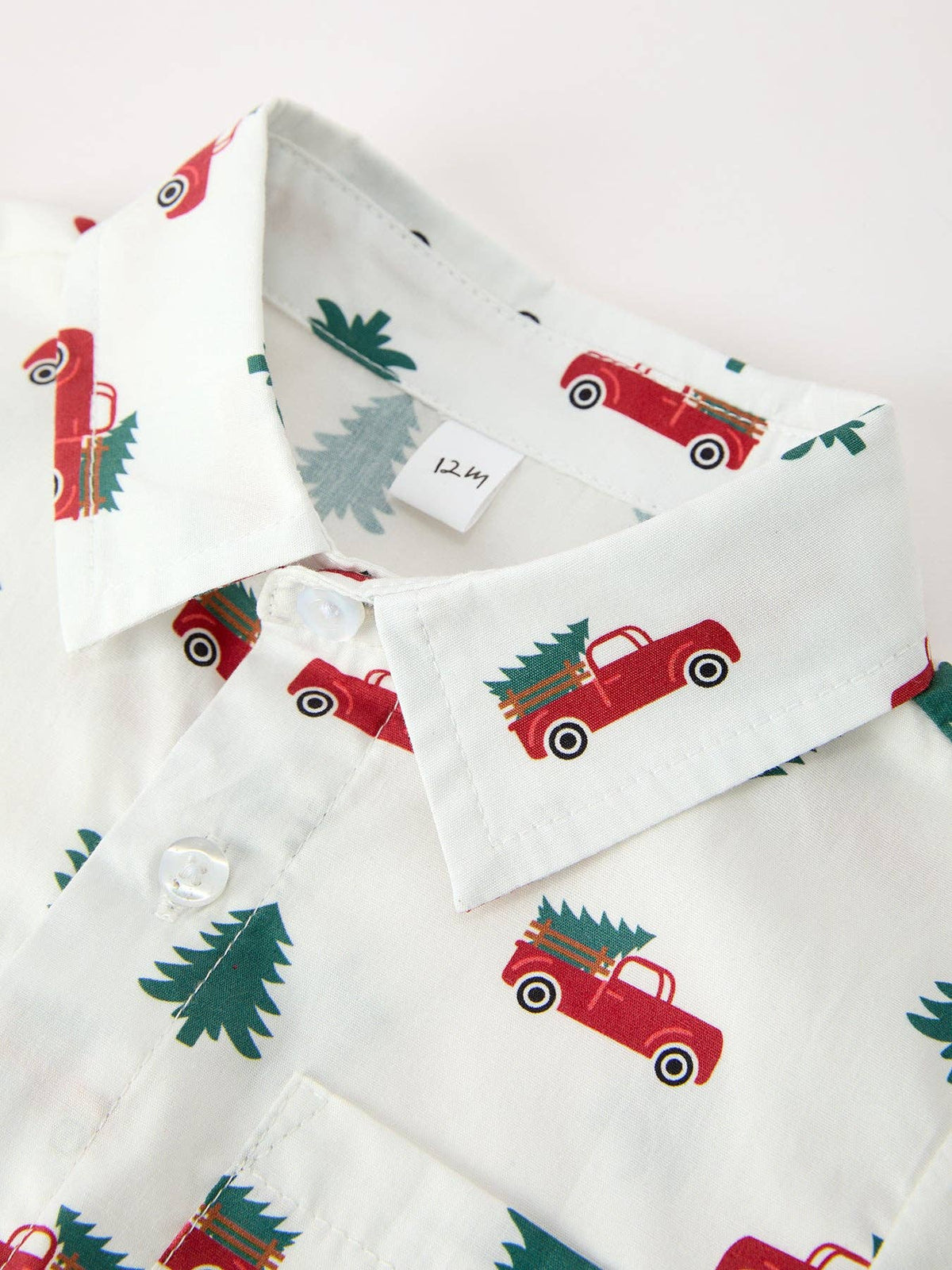 Christmas Baby Boys Christmas Tree Truck Print Long Sleeve Shirt Romper