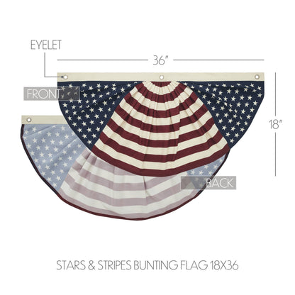 Americana Flag Bunting Red White Blue Patriotic 18x36