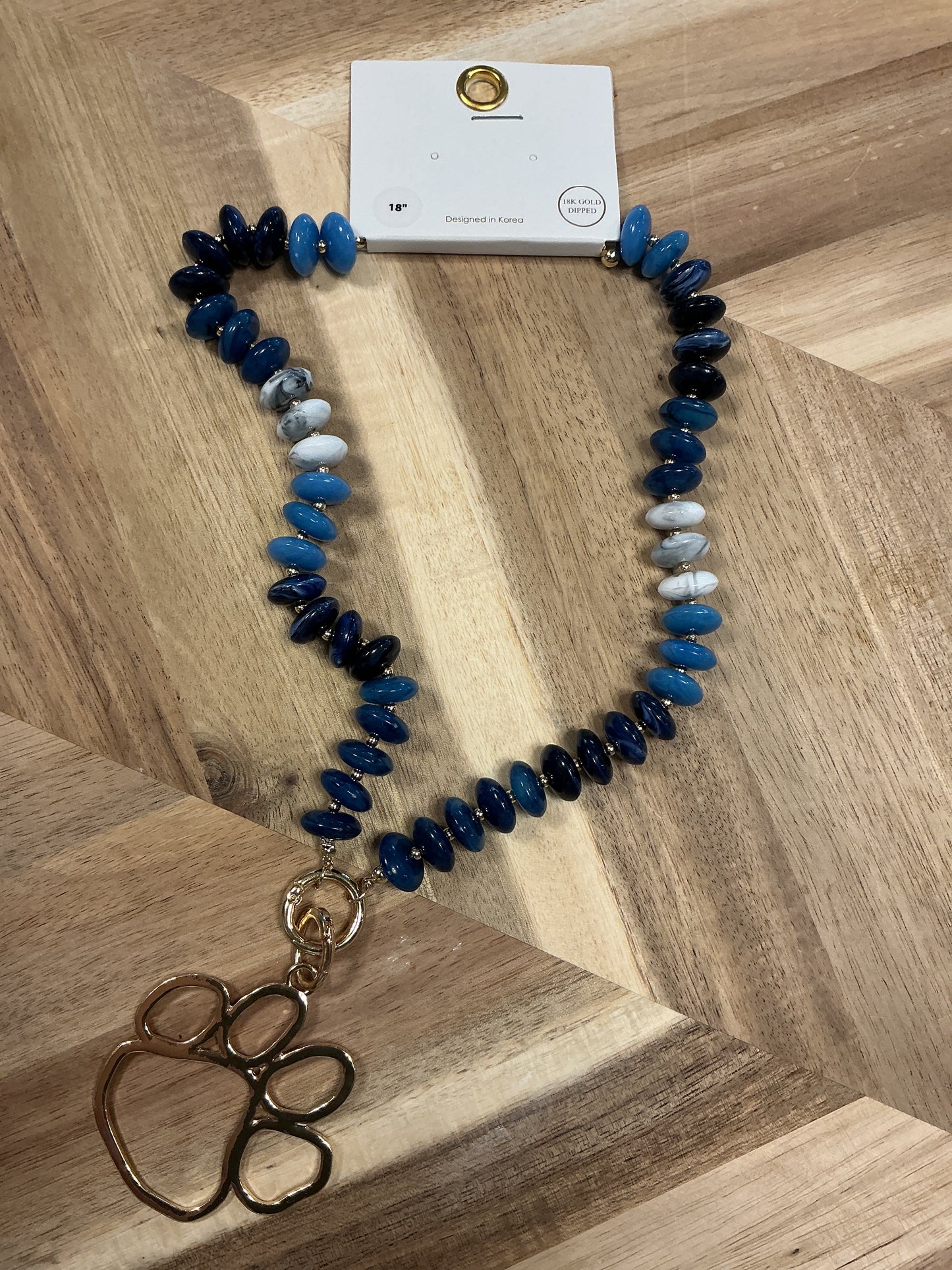 Rendelle Shape Marble Stone Necklace with gold paw
