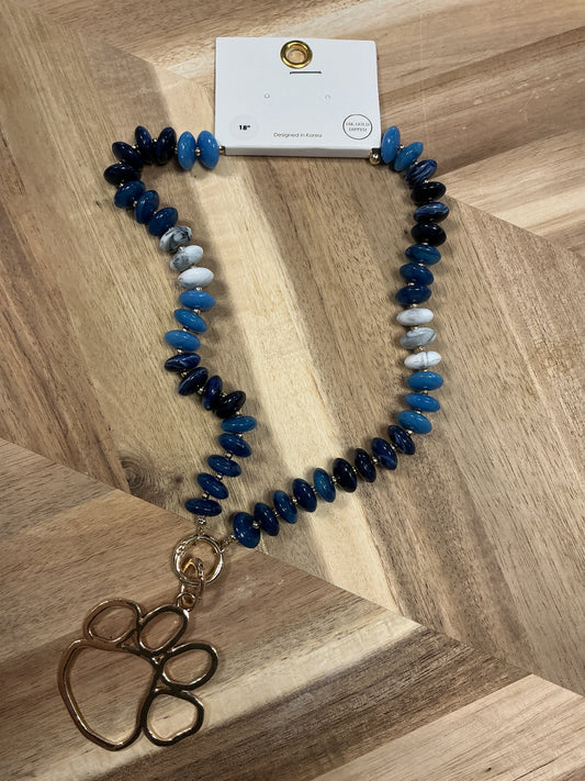 Rendelle Shape Marble Stone Necklace with gold paw