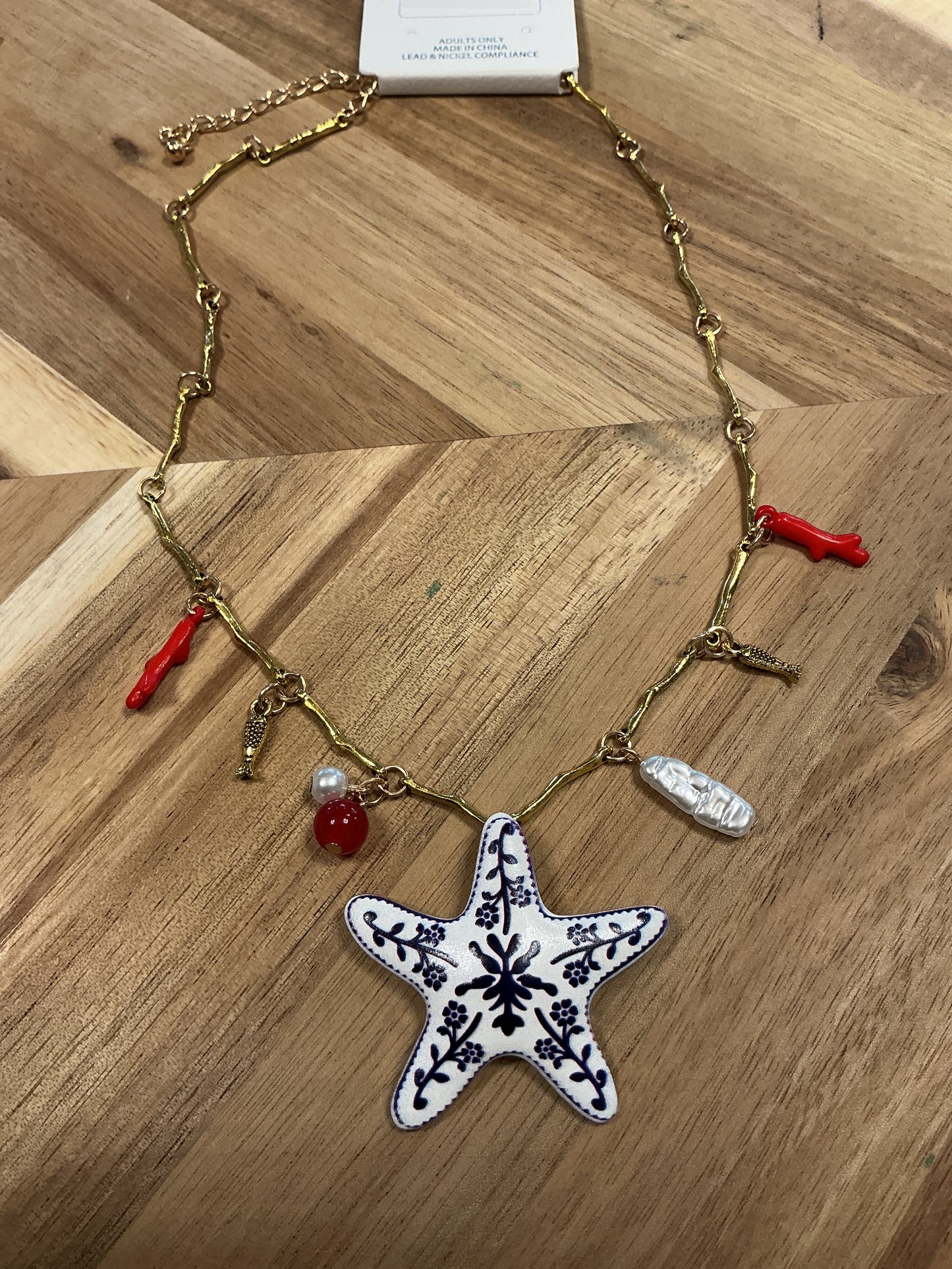 Starfish Shape and Sealife Charm Necklace