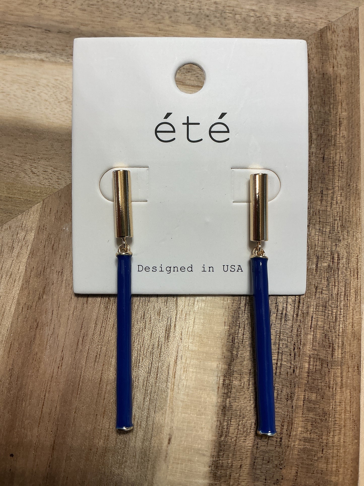 Blue Gold Dangle Earrings