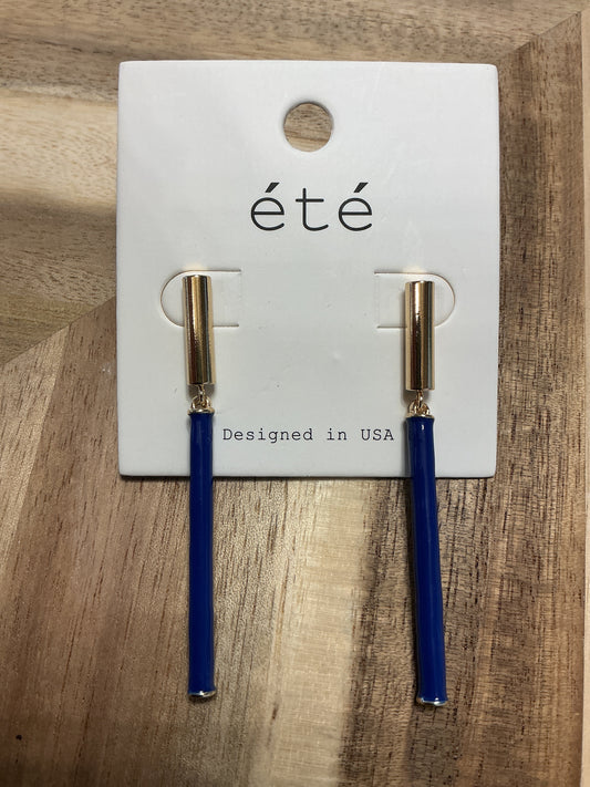 Blue Gold Dangle Earrings