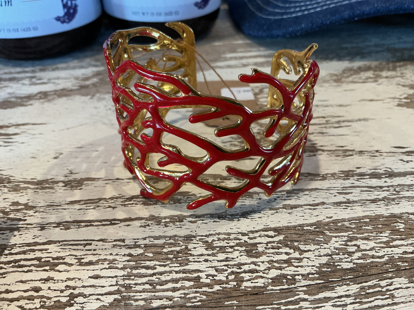 Wide Coral Cuff Bracelet