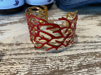 Wide Coral Cuff Bracelet