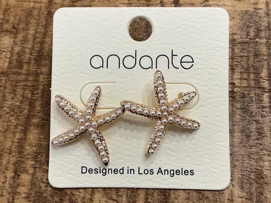 Pearl starfish earrings