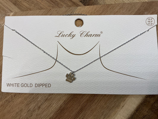 Gameday Paw Print Necklace Silver