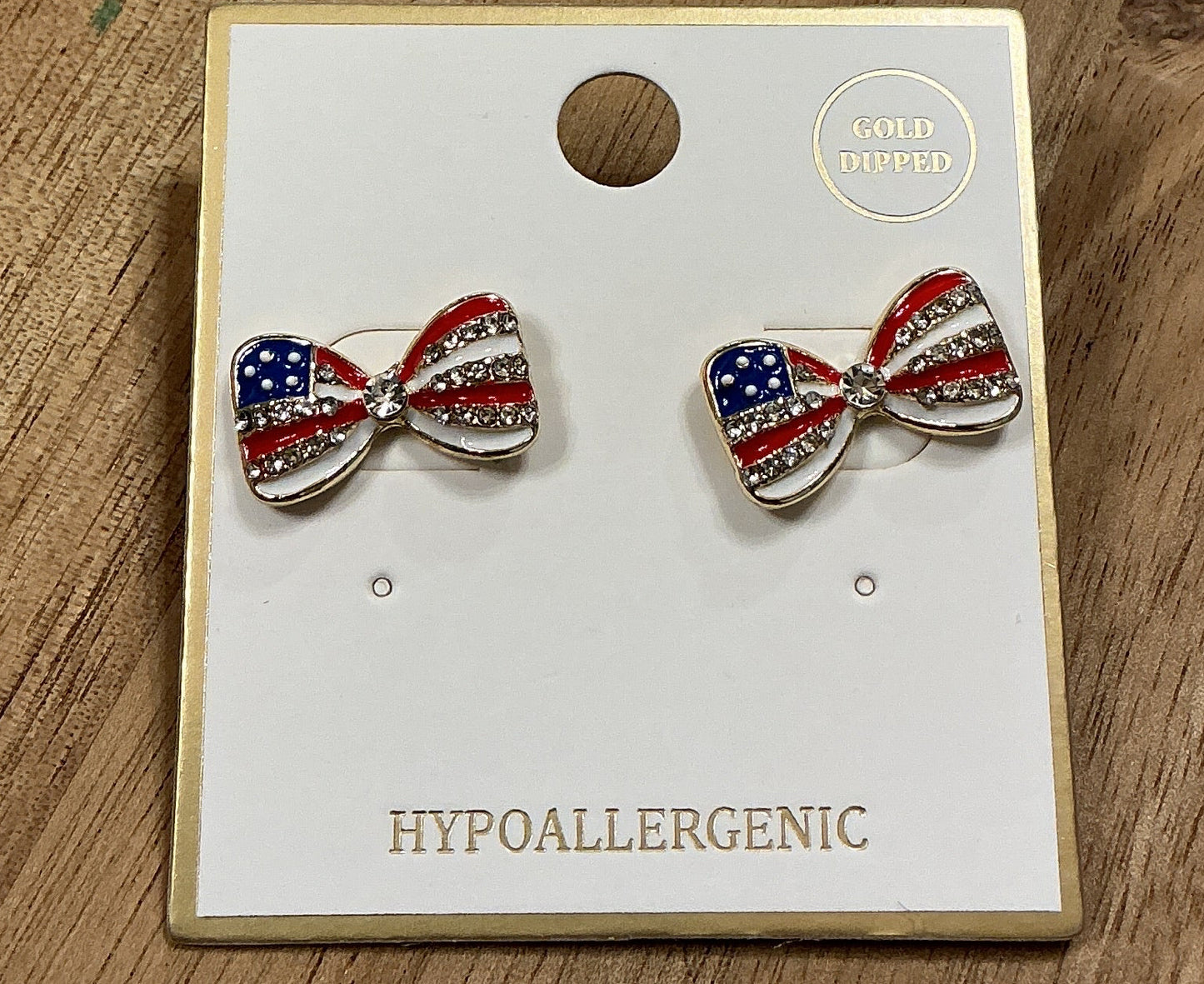 USA Patriot Pave Bow Earrings