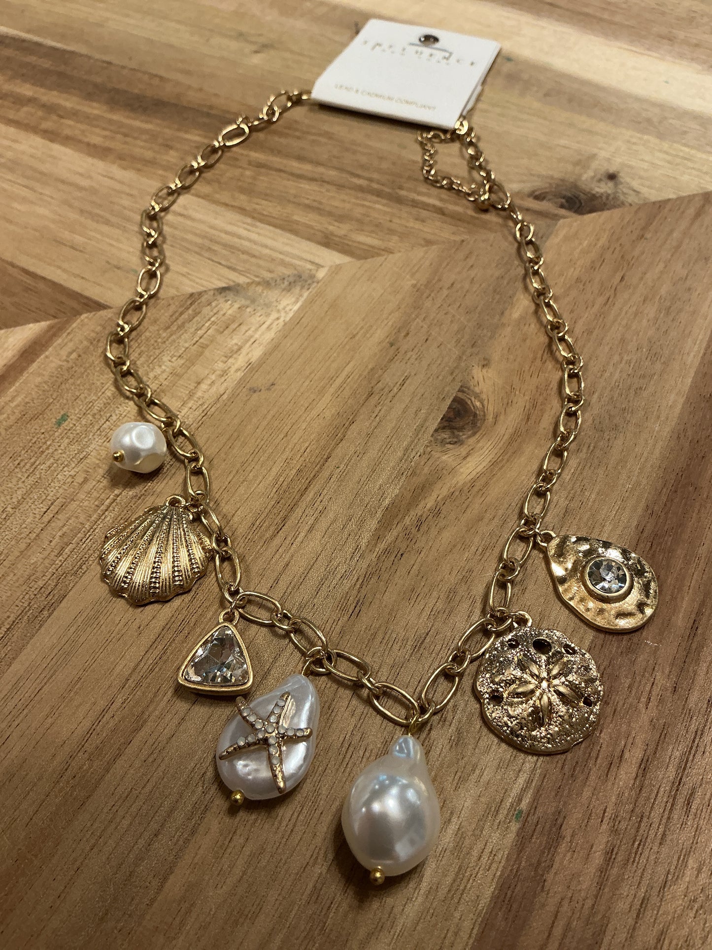 Sealife Multi Charm Pearl Necklace