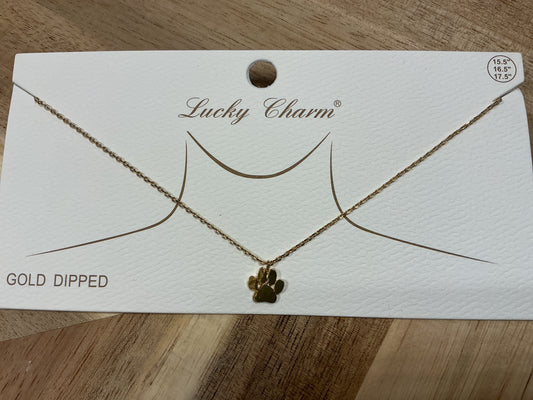 Gameday Paw Print Necklace Gold