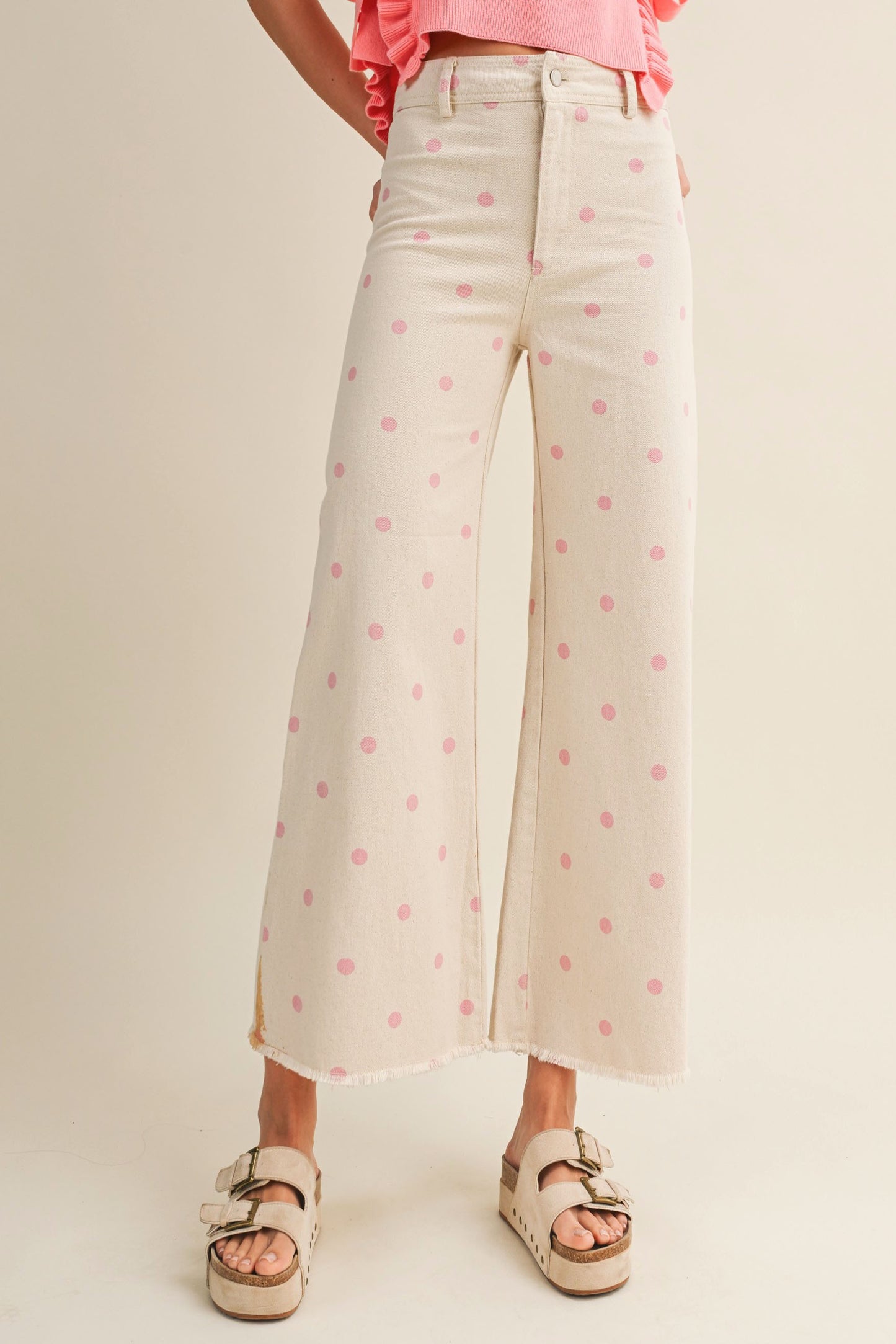 Falling Petals Polka Trouser Relaxed Fit Pants